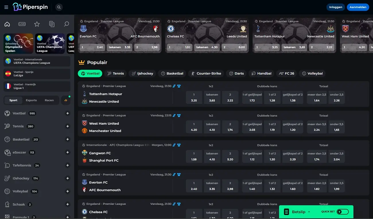 Casino PiperSpin Sportweddenschappen